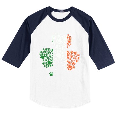 Funny Paw Print Dog Owner Lover St. Patricks Day Shamrock Baseball Sleeve Shirt