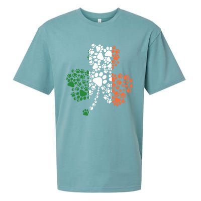 Funny Paw Print Dog Owner Lover St. Patricks Day Shamrock Sueded Cloud Jersey T-Shirt