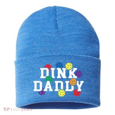 Funny Pickleball Pun For Pickleball Players Dink Daddy Gift Sustainable Knit Beanie