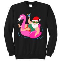 Funny Pool Party Santa Sunglasses Flamingo Christmas In July Sweatshirt