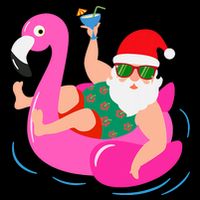 Funny Pool Party Santa Sunglasses Flamingo Christmas In July 7-Panel Snapback Hat