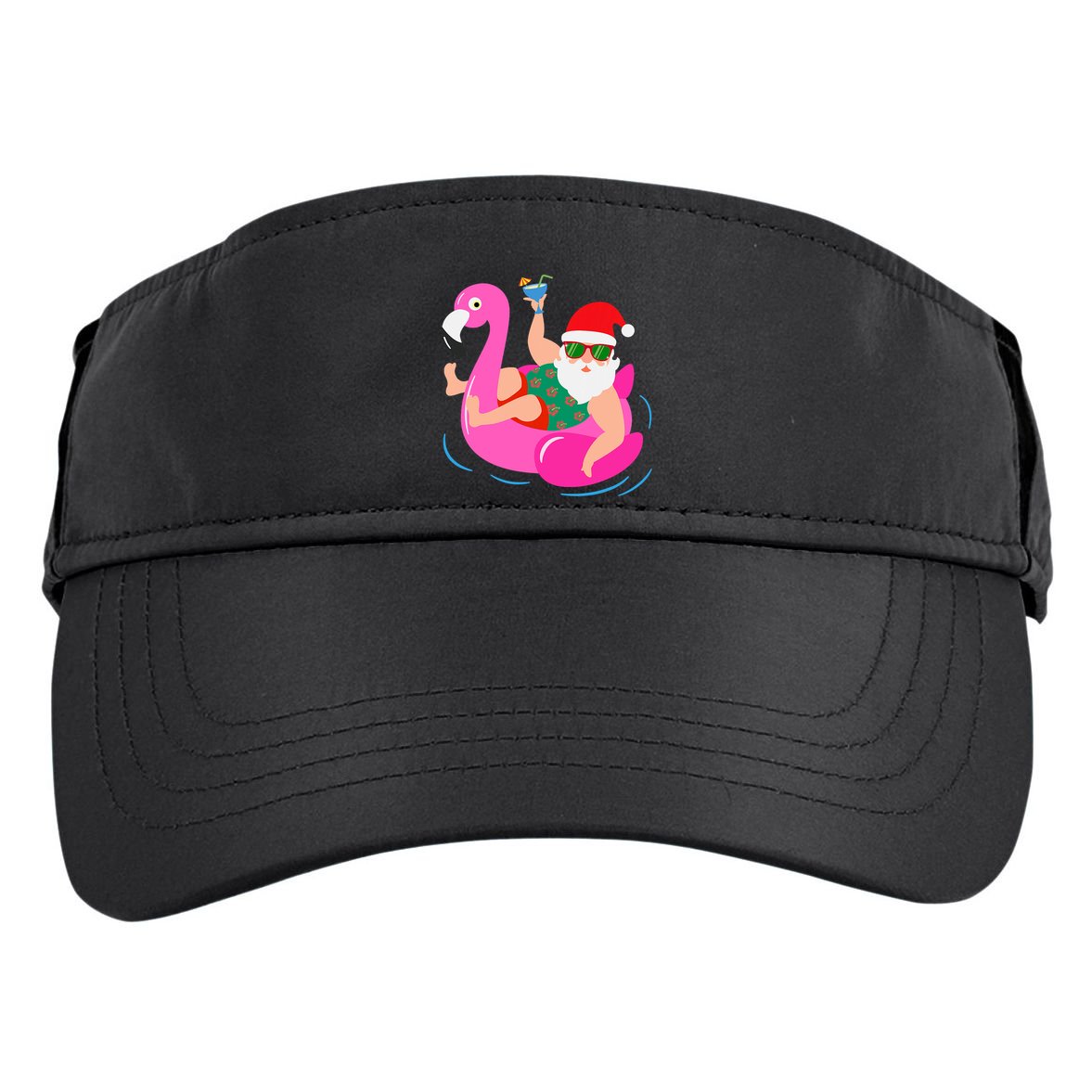 Funny Pool Party Santa Sunglasses Flamingo Christmas In July Adult Drive Performance Visor