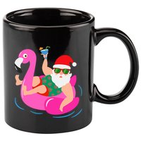 Funny Pool Party Santa Sunglasses Flamingo Christmas In July 11oz C Handle Ceramic Mug