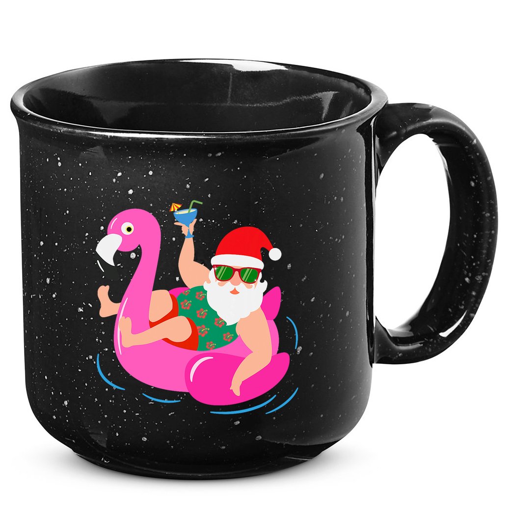Funny Pool Party Santa Sunglasses Flamingo Christmas In July 15oz Campfire Ceramic Mug
