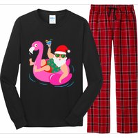 Funny Pool Party Santa Sunglasses Flamingo Christmas In July Long Sleeve Pajama Set