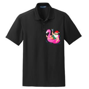 Funny Pool Party Santa Sunglasses Flamingo Christmas In July Dry Zone Grid Polo