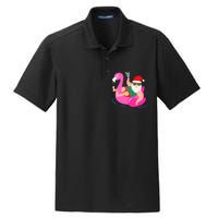 Funny Pool Party Santa Sunglasses Flamingo Christmas In July Dry Zone Grid Polo