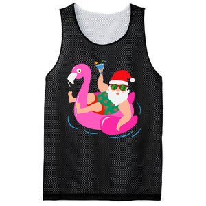 Funny Pool Party Santa Sunglasses Flamingo Christmas In July Mesh Reversible Basketball Jersey Tank