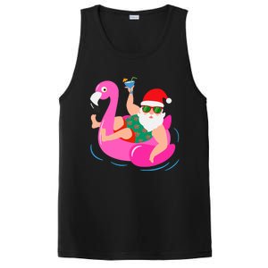 Funny Pool Party Santa Sunglasses Flamingo Christmas In July PosiCharge Competitor Tank