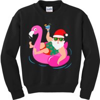 Funny Pool Party Santa Sunglasses Flamingo Christmas In July Kids Sweatshirt