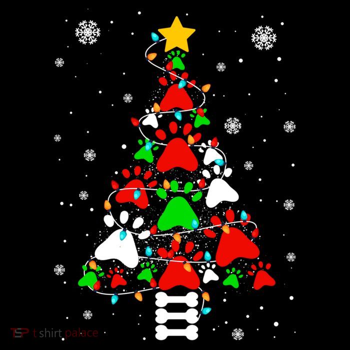 Funny Paw Print Xmas Dog Cat Lovers Christmas Tree Lights Gift Cooling Performance Long Sleeve Crew