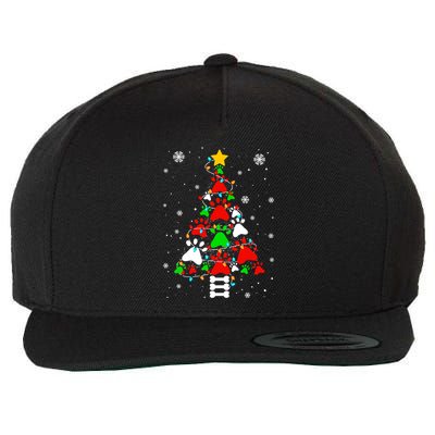 Funny Paw Print Xmas Dog Cat Lovers Christmas Tree Lights Gift Wool Snapback Cap