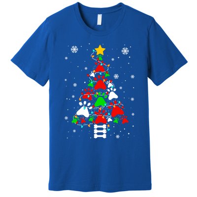 Funny Paw Print Xmas Dog Cat Lovers Christmas Tree Lights Gift Premium T-Shirt