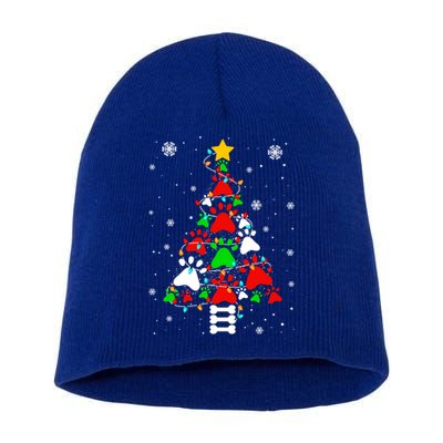 Funny Paw Print Xmas Dog Cat Lovers Christmas Tree Lights Gift Short Acrylic Beanie