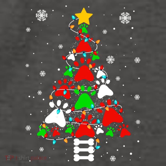 Funny Paw Print Xmas Dog Cat Lovers Christmas Tree Lights Gift Vector Backpack