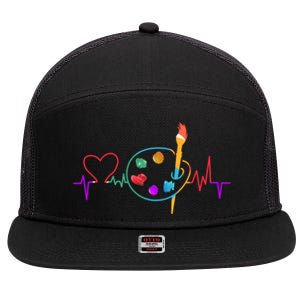 Funny Paint Palette Brush Artist Painter Gift Gift 7 Panel Mesh Trucker Snapback Hat