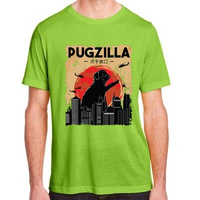 Funny Pug Pugzilla Funny Dog Pug Adult ChromaSoft Performance T-Shirt