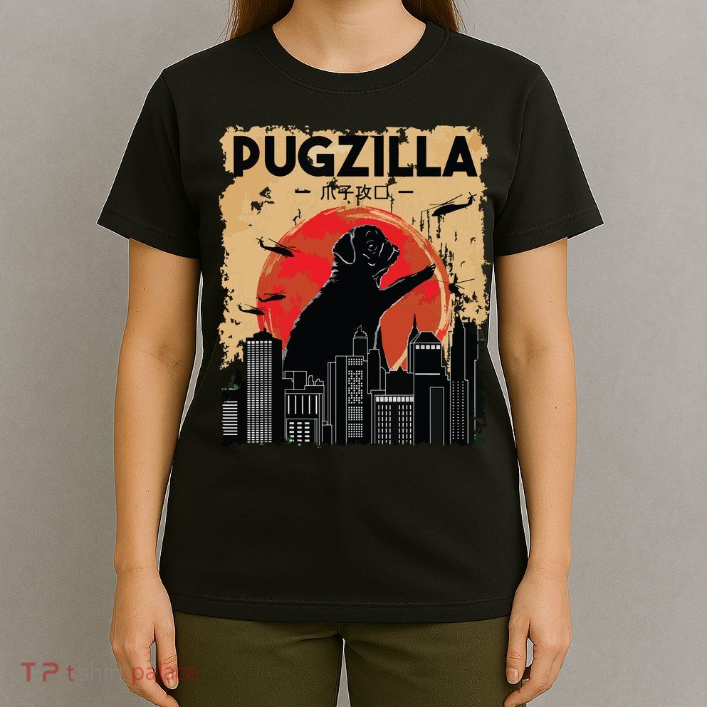 Funny Pug Pugzilla Funny Dog Pug T-Shirt
