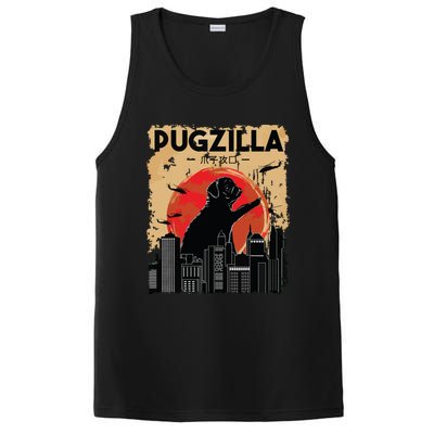 Funny Pug Pugzilla Funny Dog Pug PosiCharge Competitor Tank