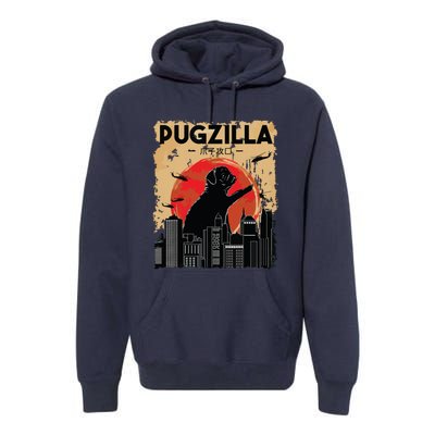 Funny Pug Pugzilla Funny Dog Pug Premium Hoodie