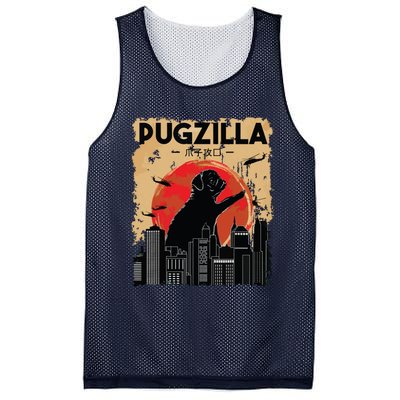 Funny Pug Pugzilla Funny Dog Pug Mesh Reversible Basketball Jersey Tank