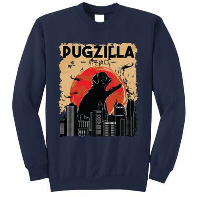 Funny Pug Pugzilla Funny Dog Pug Tall Sweatshirt