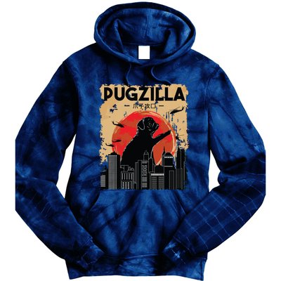 Funny Pug Pugzilla Funny Dog Pug Tie Dye Hoodie