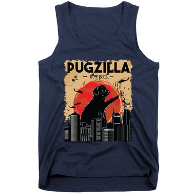 Funny Pug Pugzilla Funny Dog Pug Tank Top