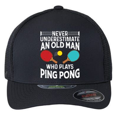 Funny Ping Pong Design Men Dad Grandpa Table Tennis Player Flexfit Unipanel Trucker Cap