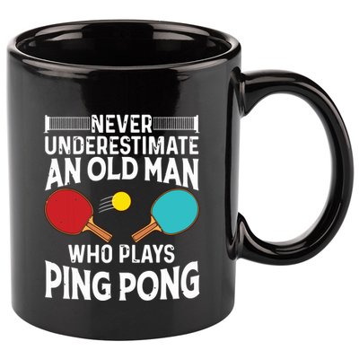 Funny Ping Pong Design Men Dad Grandpa Table Tennis Player 11oz C Handle Ceramic Mug