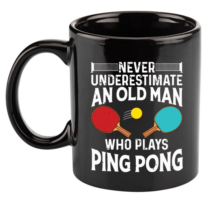 Funny Ping Pong Design Men Dad Grandpa Table Tennis Player 11oz C Handle Ceramic Mug