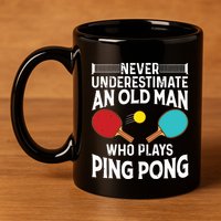 Funny Ping Pong Design Men Dad Grandpa Table Tennis Player 11oz C Handle Ceramic Mug