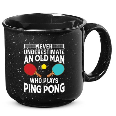 Funny Ping Pong Design Men Dad Grandpa Table Tennis Player 15oz Campfire Ceramic Mug