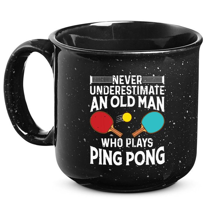Funny Ping Pong Design Men Dad Grandpa Table Tennis Player 15oz Campfire Ceramic Mug