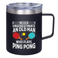 Funny Ping Pong Design Men Dad Grandpa Table Tennis Player 12oz Stainless Steel Coffee Mug