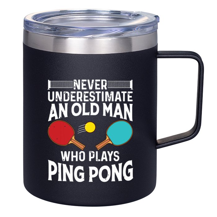 Funny Ping Pong Design Men Dad Grandpa Table Tennis Player 12oz Stainless Steel Coffee Mug