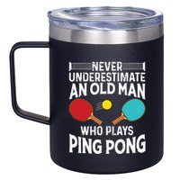 Funny Ping Pong Design Men Dad Grandpa Table Tennis Player 12oz Stainless Steel Coffee Mug