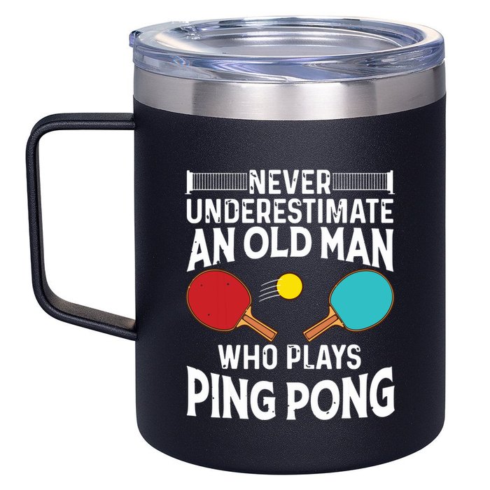 Funny Ping Pong Design Men Dad Grandpa Table Tennis Player 12oz Stainless Steel Coffee Mug