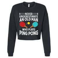 Funny Ping Pong Design Men Dad Grandpa Table Tennis Player Cropped Pullover Crew