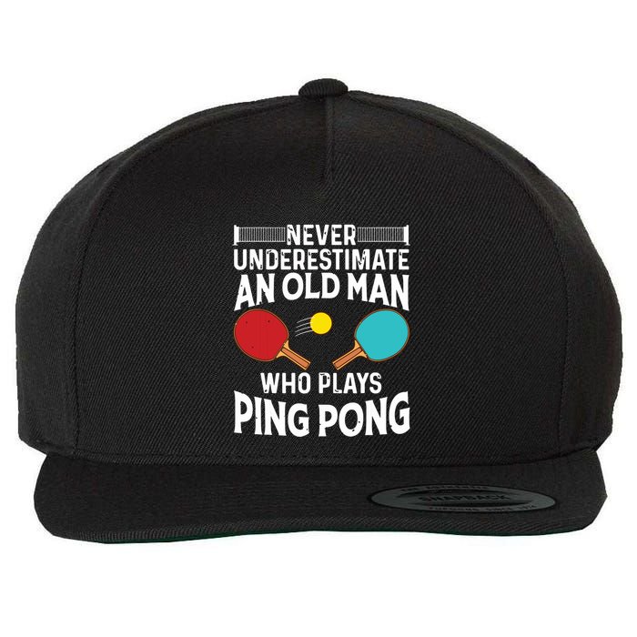 Funny Ping Pong Design Men Dad Grandpa Table Tennis Player Wool Snapback Cap