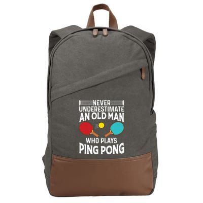 Funny Ping Pong Design Men Dad Grandpa Table Tennis Player Cotton Canvas Backpack
