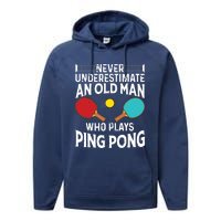 Funny Ping Pong Design Men Dad Grandpa Table Tennis Player Performance Fleece Hoodie