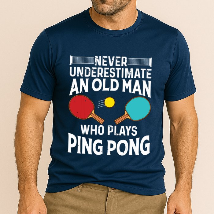 Funny Ping Pong Design Men Dad Grandpa Table Tennis Player Performance Shirt