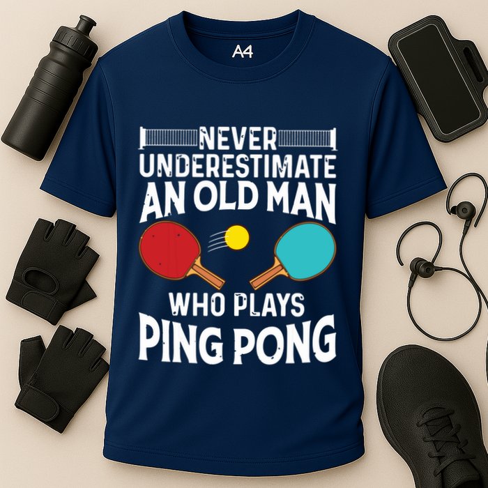Funny Ping Pong Design Men Dad Grandpa Table Tennis Player Performance Shirt