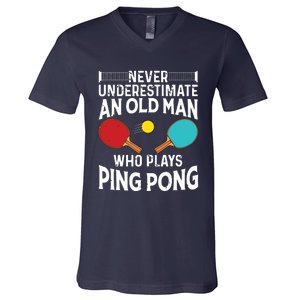 Funny Ping Pong Design Men Dad Grandpa Table Tennis Player V-Neck T-Shirt