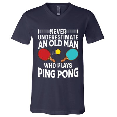 Funny Ping Pong Design Men Dad Grandpa Table Tennis Player V-Neck T-Shirt