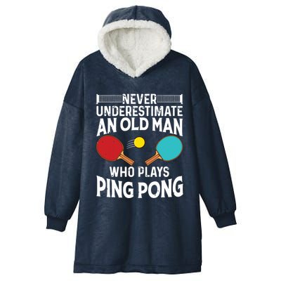 Funny Ping Pong Design Men Dad Grandpa Table Tennis Player Hooded Wearable Blanket