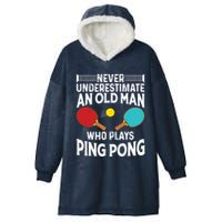 Funny Ping Pong Design Men Dad Grandpa Table Tennis Player Hooded Wearable Blanket