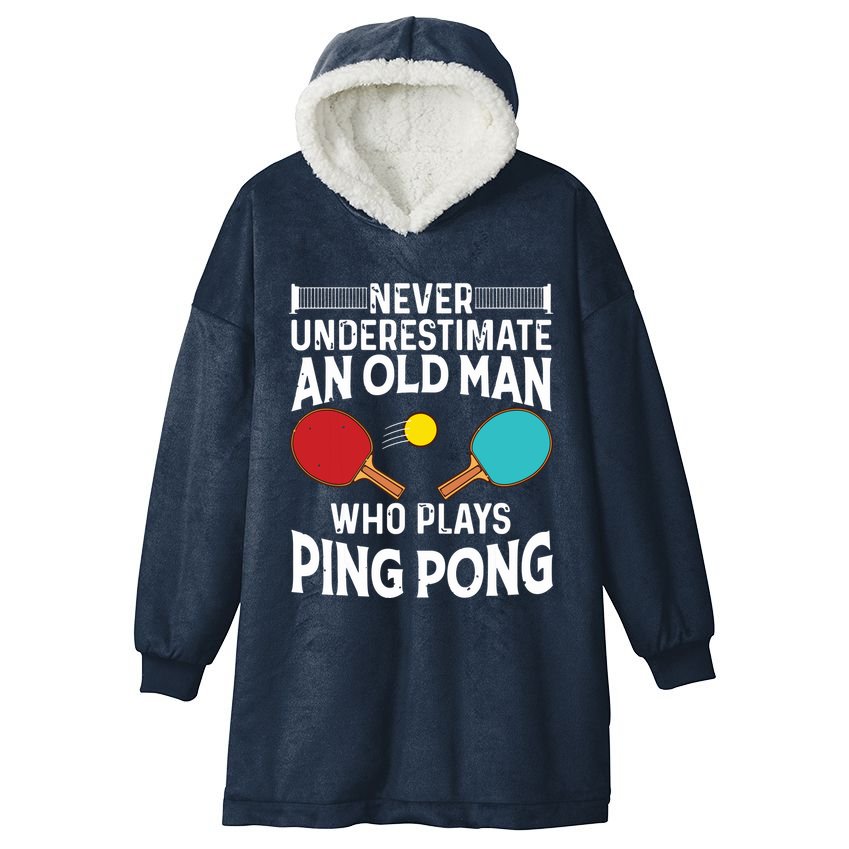 Funny Ping Pong Design Men Dad Grandpa Table Tennis Player Hooded Wearable Blanket