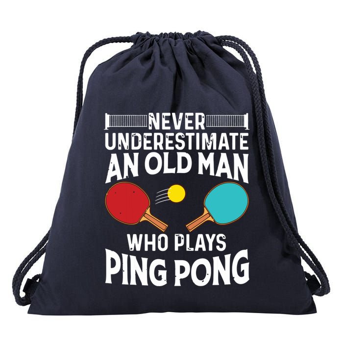 Funny Ping Pong Design Men Dad Grandpa Table Tennis Player Drawstring Bag
